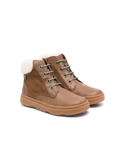 Camper Kids' Lace-up Leather Boots In Brown
