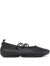 Camper Lace-up Leather Flats In Black