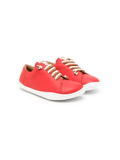 Camper Kids' Lace-up Leather Sneakers In Red