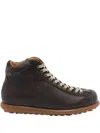 Camper Lace-up Round-toe Boots In Brown