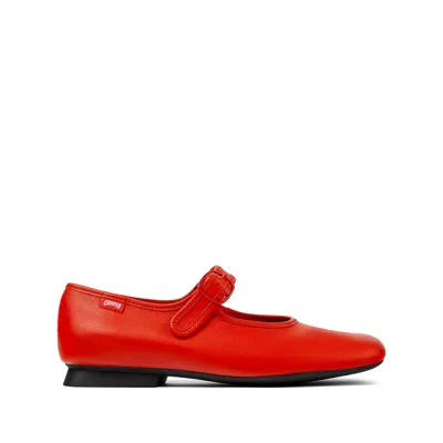Camper Casi Myra Leather Ballerina Shoes In Red
