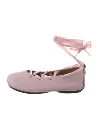 Pre-owned Camper Leather Ballet Flats In Pink