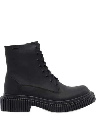 Camper Leather Biker Boots In Black