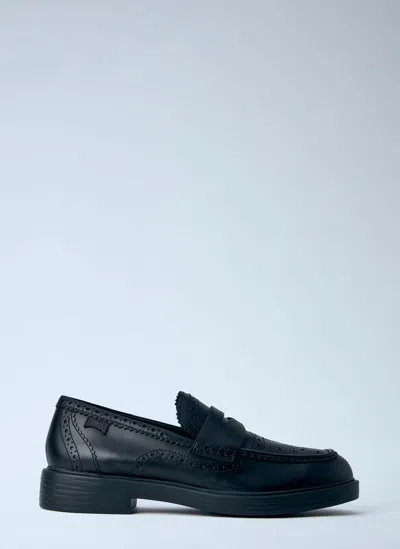 Camper Leather Brogue Loafers In Black