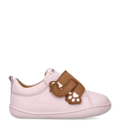 Camper Kids'  Leather Cat-detail Sneakers In Pink