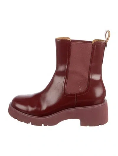 Pre-owned Camper Leather Chelsea Boots In Burgundy