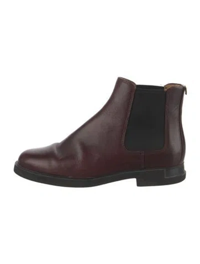 Pre-owned Camper Leather Chelsea Boots In Burgundy