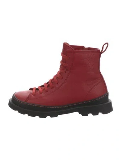 Pre-owned Camper Leather Combat Boots In Red