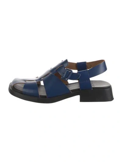 Pre-owned Camper Leather Cutout Accent Flats In Blue