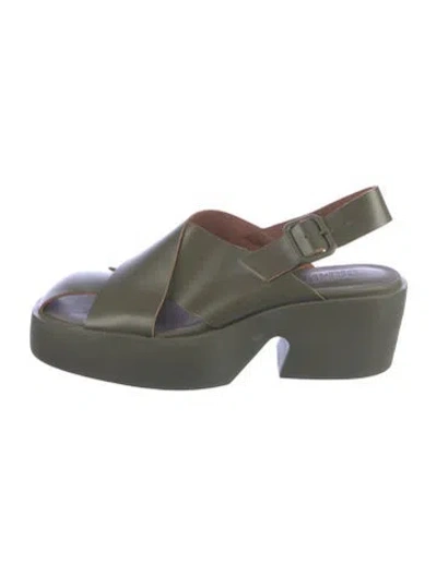 Pre-owned Camper Leather Flats In Green