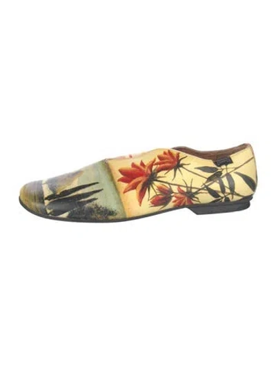 Pre-owned Camper Leather Floral Print Flats In Multicolor