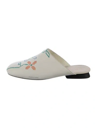 Pre-owned Camper Leather Floral Print Mules In Yellow