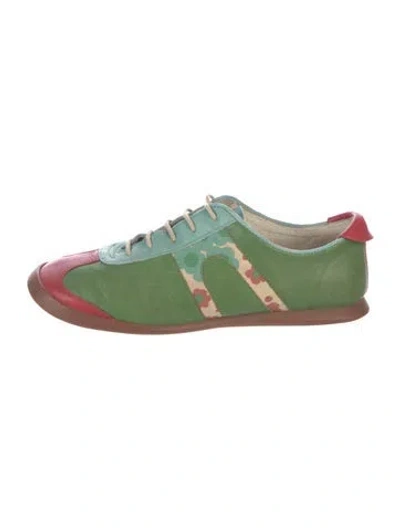 Pre-owned Camper Leather Floral Print Sneakers In Green