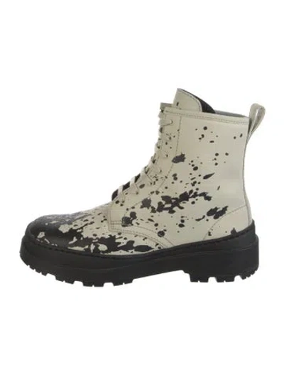 Pre-owned Camper Leather Graphic Print Combat Boots In Multicolor