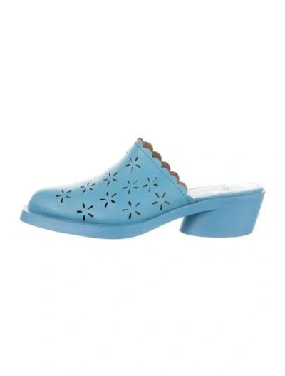 Pre-owned Camper Leather Lace Pattern Mules In Blue