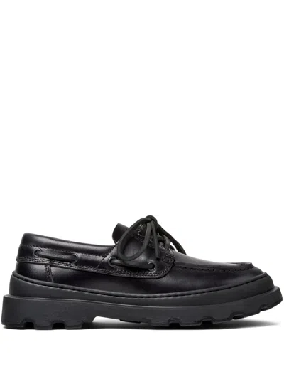 Camper Leather Lace-up Loafers In Black