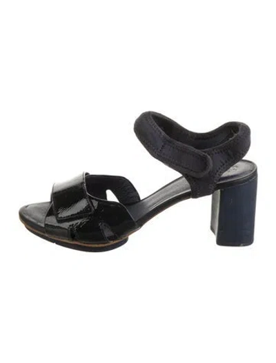 Pre-owned Camper Leather Leather Trim Embellishment Slingback Sandals In Black