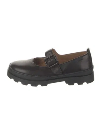 Pre-owned Camper Leather Mary Jane Flats In Black