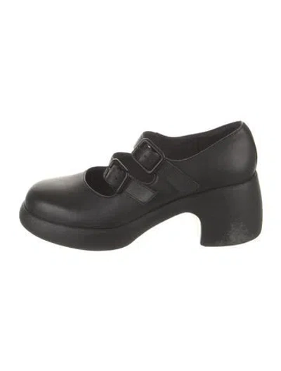 Pre-owned Camper Leather Mary Jane Flats In Black