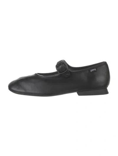 Pre-owned Camper Leather Mary Jane Flats In Black