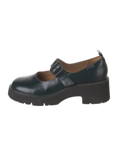 Pre-owned Camper Leather Mary Jane Flats In Black