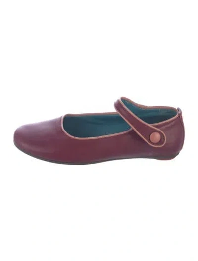 Pre-owned Camper Leather Mary Jane Flats In Purple