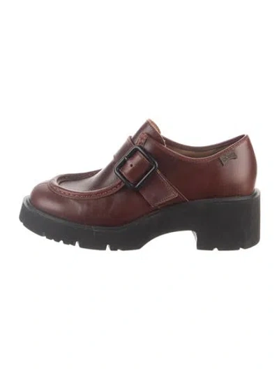 Pre-owned Camper Leather Mules In Burgundy