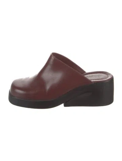 Pre-owned Camper Leather Mules In Burgundy