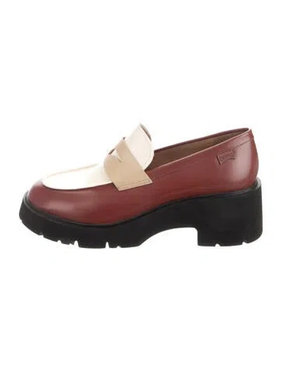 Pre-owned Camper Leather Pumps In Burgundy