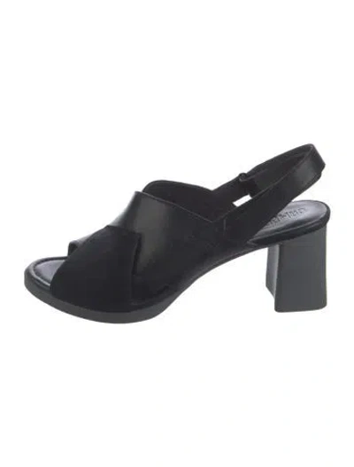 Pre-owned Camper Leather Slingback Sandals In Black