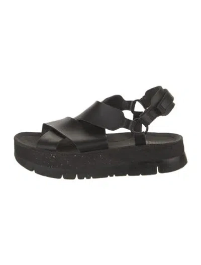 Pre-owned Camper Leather Slingback Sandals In Black