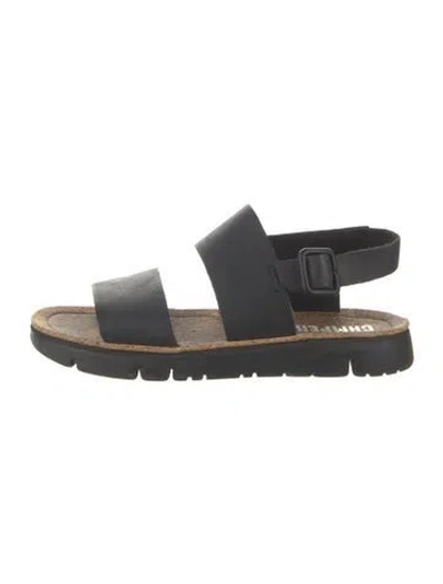 Pre-owned Camper Leather Slingback Sandals In Black