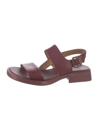 Pre-owned Camper Leather Slingback Sandals In Burgundy