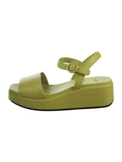 Pre-owned Camper Leather Slingback Sandals In Green