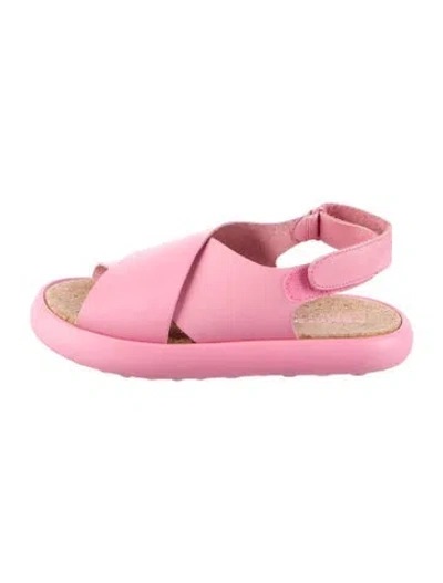Pre-owned Camper Leather Slingback Sandals In Pink