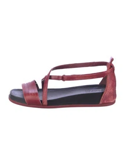 Pre-owned Camper Leather Slingback Sandals In Red