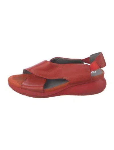 Pre-owned Camper Leather Slingback Sandals In Red