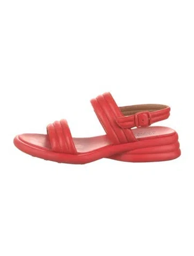 Pre-owned Camper Leather Slingback Sandals In Red