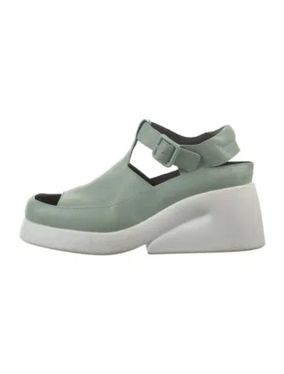 Pre-owned Camper Leather T-strap Pumps In Green