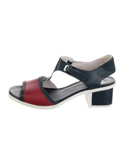 Pre-owned Camper Leather T-strap Sandals In Blue