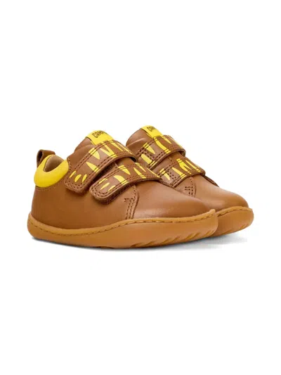 Camper Kids' Leather Twin-strap Sneakers In Brown