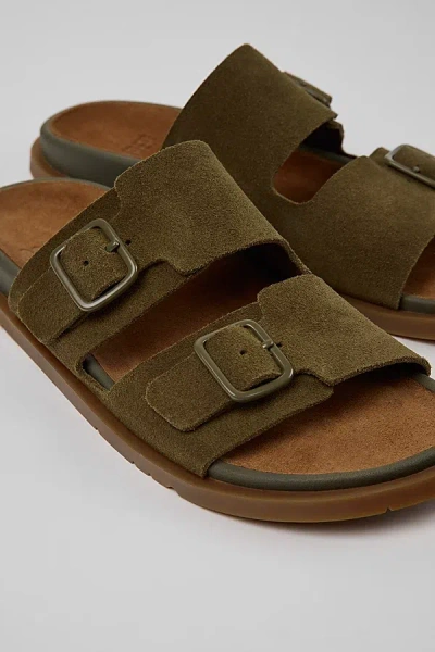 Camper Lluc Leather 2-strap Slide Sandal In Green, Women's At Urban Outfitters