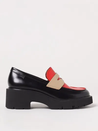 Camper Multicolor Leather Moccasins For Women. In Black