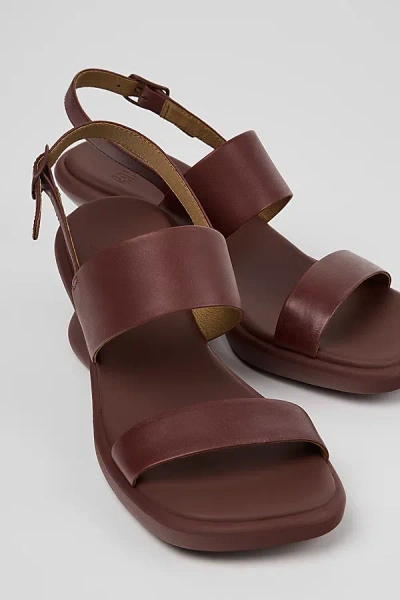 Camper Louise Leather 2-strap Sandal In Burgundy, Women's At Urban Outfitters
