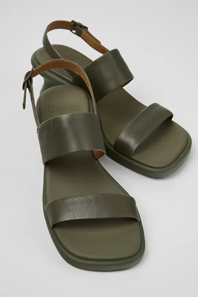 Camper Louise Leather 2-strap Sandal In Green, Women's At Urban Outfitters