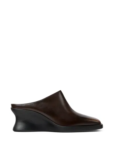 Camper Louise Leather Mules In Brown