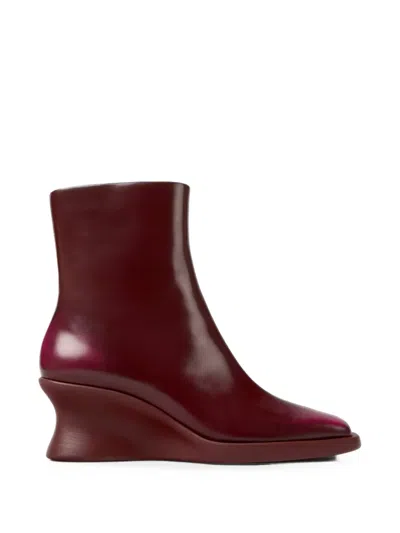 Camper Louise Wedge Ankle Boots In Red