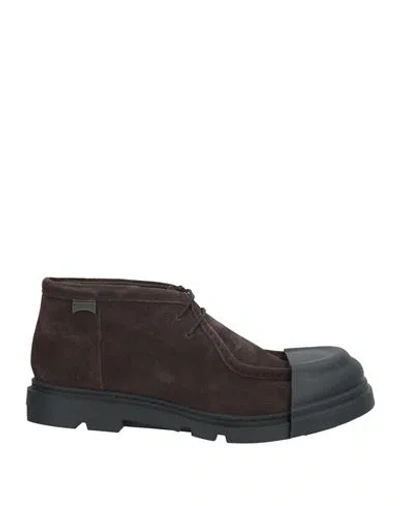 CAMPER CAMPER MAN ANKLE BOOTS DARK BROWN SIZE 9 LEATHER, RUBBER
