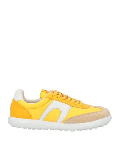 Camper Man Sneakers Marigold Size 9 Leather, Textile Fibers In Yellow