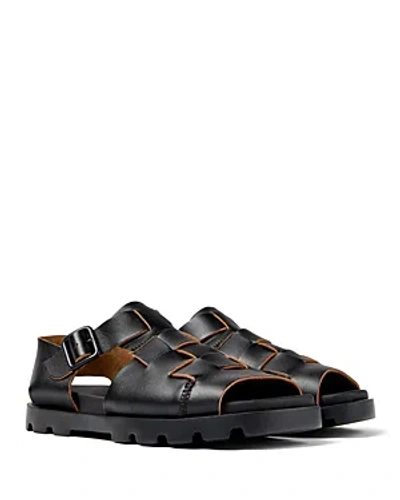 Camper Brutus Lightweight Leather Sandal In Black